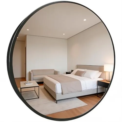 Marctani Espejo Redondo con Marco de Metal - Espejos Decorativos de Pared Elegante y Moderno - Espejo Entrada Recibidor - Ideal para Decoracion de Baño, Salon y Entraditas Recibidores