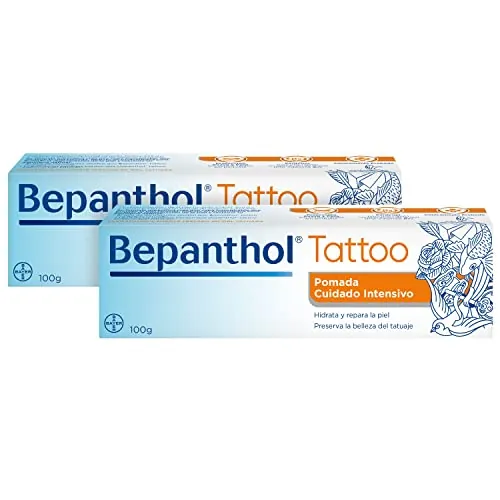 BEPANTHOL Crema para Tatuajes con Pantenol - Hidrata - Repara la Piel Post Tattoo y Preserva la Belleza del Tatuaje - 2x100 g - Sin Conservantes y Sin Perfume