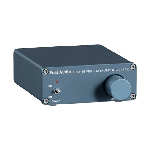 Fosi Audio V1.0G Amplificador Estéreo, Mini Amplificador Clase D 50Wx2 con Chip TPA3116 Amp y Entradas RCA, Amplificador HiFi de 2 Canales para Altavoces Pasivos