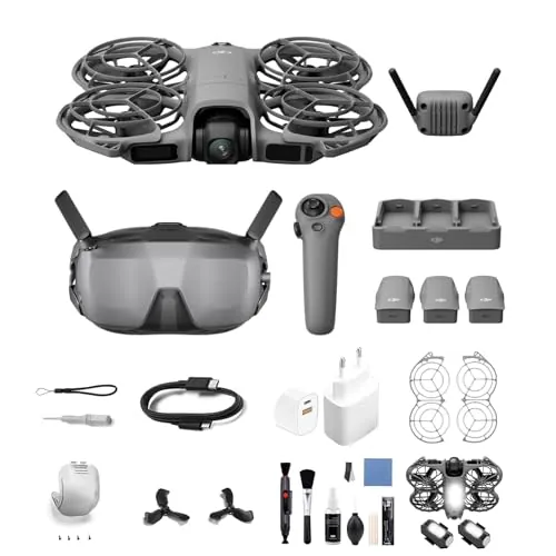 Pack DJI Neo 2 Motion: Dron 4K FPV para Principiantes con RC Motion 3, Goggles N3, 3 Baterías + Bundle 2 (Incluye Luz Estroboscópica, Adaptador y Set de Limpieza)