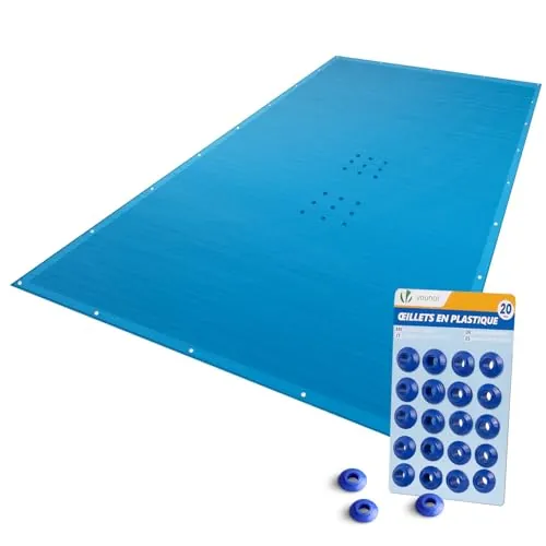 VOUNOT® Lona para Piscina Rectangular 4 x 8 m, Cubierta Protectora PE de 160 g/m², Funda de Piscinas Anti-UV con Ojales Cada 100 cm, Azul Marino