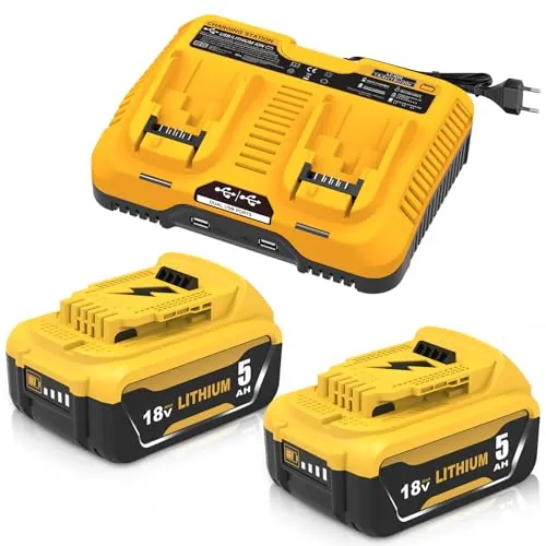 2X 5000 mAh de Repuesto para Dewalt batería 18 V + 1 PCS 14,4~20 V Cargador Dual DCB102