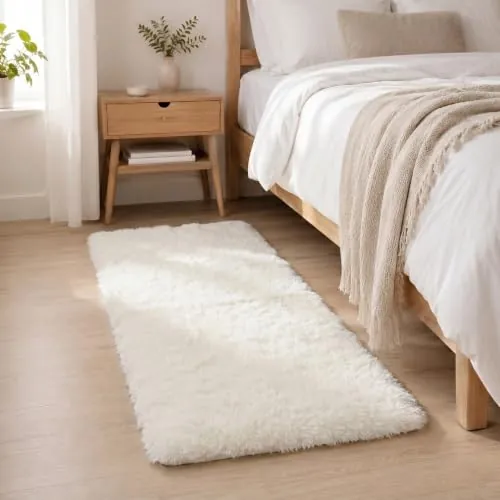 BEIMO Alfombra Pelo Largo, Shaggy Moderna Alfombras Salón, Suave, Antideslizante, No Pierde Pelo Alfombra para Dormitorio, Habitacion, Blanco, 80x150 cm