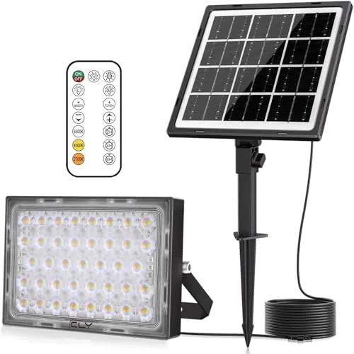 CLY Focos Led Exterior Solares Con Control Remoto 30W 2600LM Luz Solar