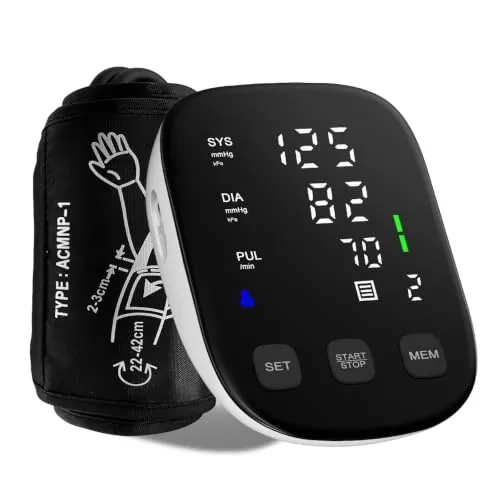 HealthTree Tensiómetro de Brazo,Monitor Presión Arterial Digital para Hogar | Monitorear el Pulso y Frecuencia Cardíaca, Brazalete Grande de 22-42 cm, Seguimiento de Memoria 2x90, Pantalla LED de 5.5"