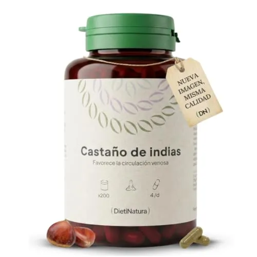 Dieti Natura 200 Cápsulas de Castaño de Indias - Mejora el Sistema Venoso y la Circulación - Castaño de Indias Para Piernas Cansadas Recupera el Confort Circulatorio - Garantía Sin OGM