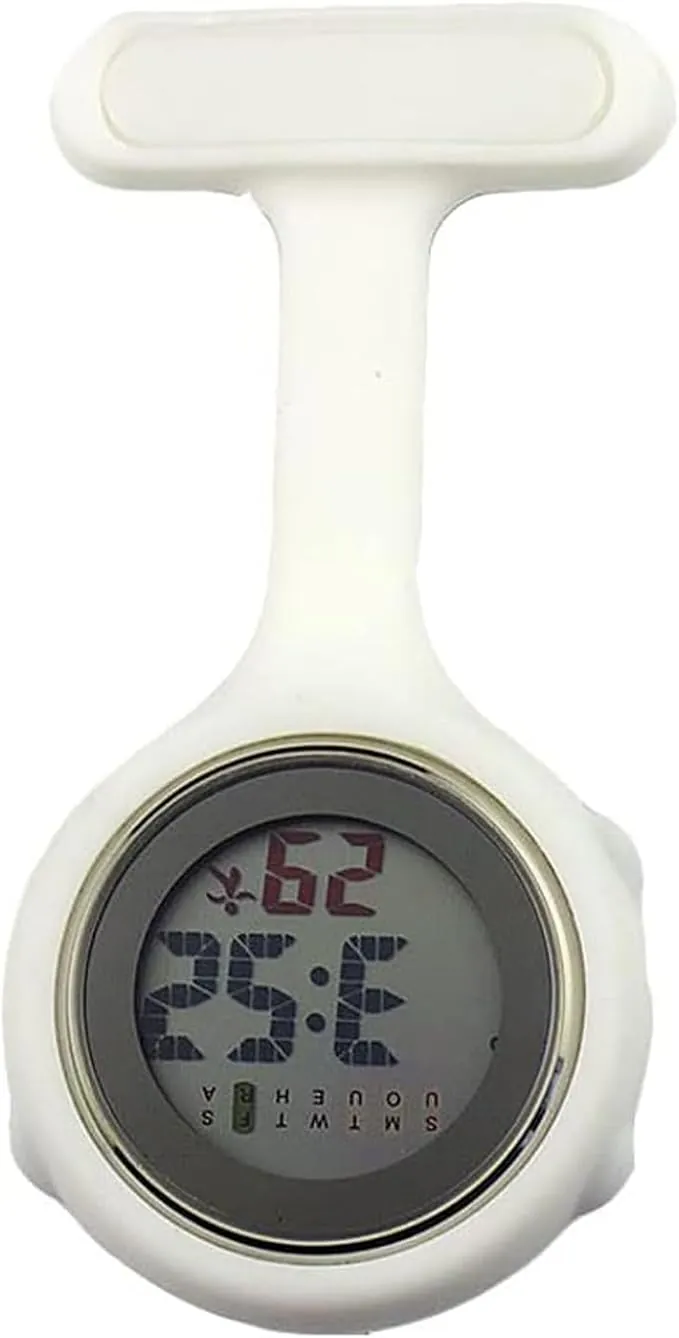 SagaSave Digital Fob Watch, Digital Display Nurse Watch Silent Electronic Luminous Watch with Pin/Clip-On for Nurse Doctor Women Men