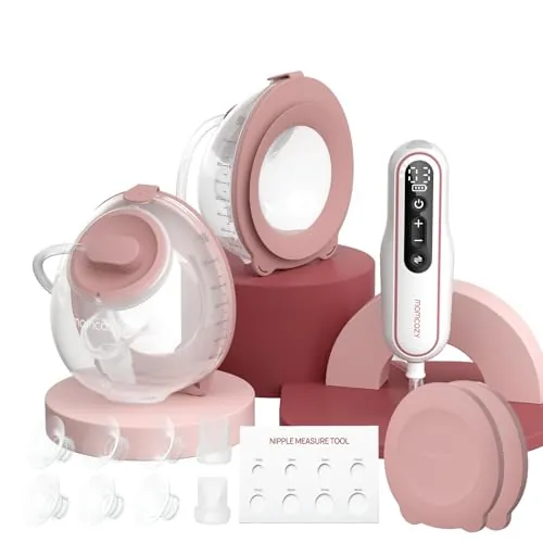 Momcozy Sacaleches Eléctrico V2 Pro Portátil y Ultraligero: Diseño Manos Libres con Brida DoubleFit Mejorada | 3 Modos, 9 Niveles | Bomba Silenciosa y Antifugas | Tallas 17/19/21/24mm