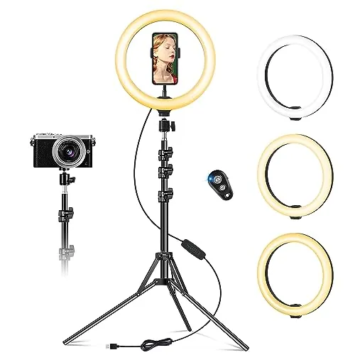 Aro de Luz con Trípode Alto, 10.2" Ring Light con Control Remoto