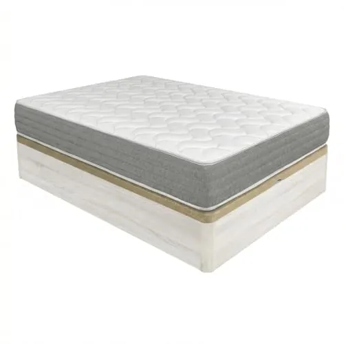 DUÉRMETE ONLINE - Pack Colchón Viscoelástico Viscotec con Canapé Madera Abatible Gran Capacidad, Color Polar 135 x 190 cm