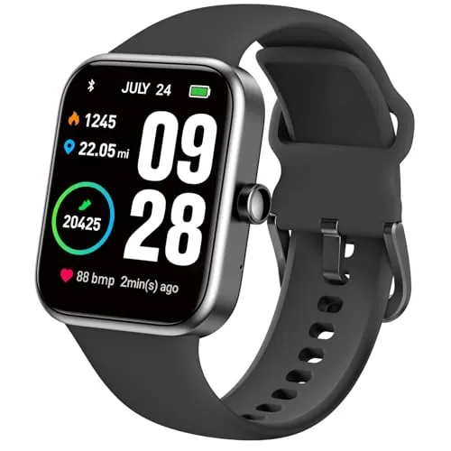 TOZO S2 Reloj Inteligente Hombre Mujer con 1.69" Pantalla Smartwatch 5ATM con Múltiple Función de Salud y Vida 20+ Modos Deportivos Negro Mate
