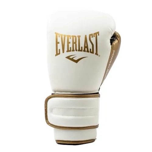 Everlast Powerlock 2R 12 oz Guantes de Boxeo (Blanco/Oro), Mujer y Hombre