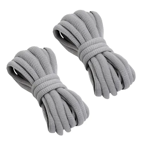 VSUDO 120 cm Cordones Gris Claro Zapatillas Ovalados, Cordones Zapatillas Deport de Baloncesto, Oval Light Gray Shoelaces, Aguetas de Zapatos para Hombre o Mujer (1 Par-Gris Claro-120cm)