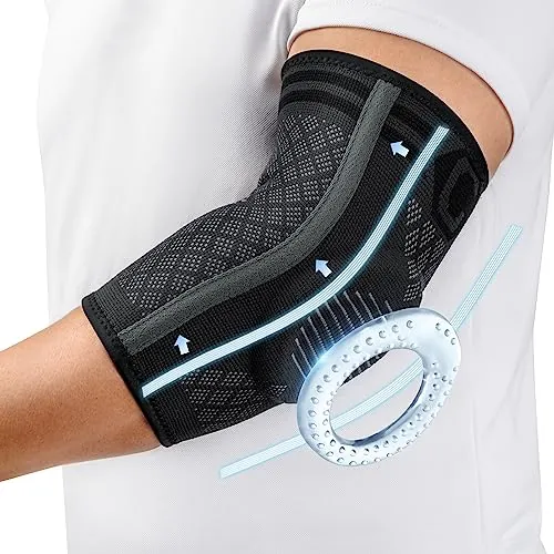 CAMBIVO 2x Codera Epicondilitis Hombre y Mujer, Coderas con Estabilizadores Laterales y Acolchado de Gel, Coderas Gym de Compresión para Deportiva, Codo de Tenis, Codo de Golfista