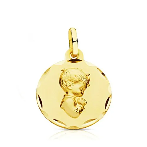 OROCORDOBA Medalla Bebé/Niño Oro Amarillo 18 ktes Niño Jesús Maciza Tamaño 16 mm