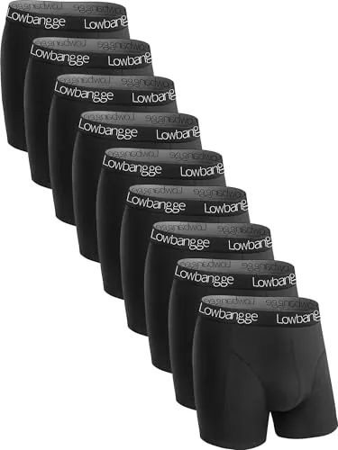 Lowbangge Calzoncillos Hombre Boxer Algodón Pack 9, Cómodos y Transpirables