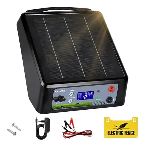 FarmNix Pastor Eléctrico Solar 32km, Salida Ajustable 6-12KV 0.3-2J