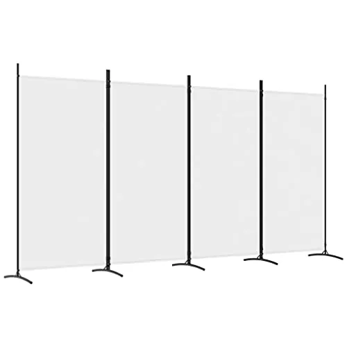 vidaXL Biombo Divisor de 4 Paneles Separador Decoración Habitación Dormitorio Oficina Pantalla Privacidad Pared Plegable de Tela Blanco