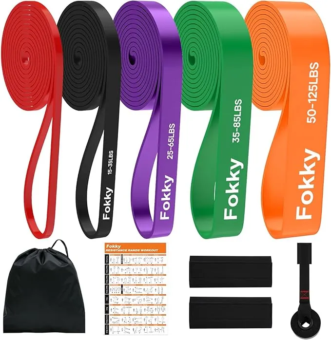 Fokky Gomas Elasticas Musculacion[Set of 5], Bandas Elasticas Musculacion con Bolsa de Transporte, Cintas Elastica Ejercicios para Entrenar Powerlifting Fitness