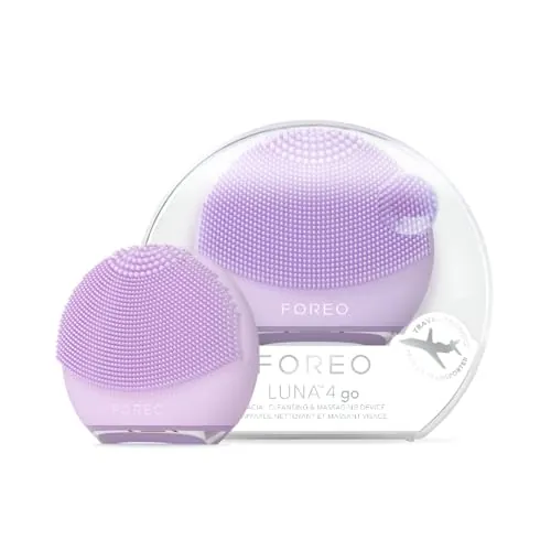 FOREO LUNA 4 go Cepillo de limpieza facial y masajeador facial - Mejora la absorción de los productos de cuidado facial - Cuidado facial simple - Para todo tipo de pieles - Lavander