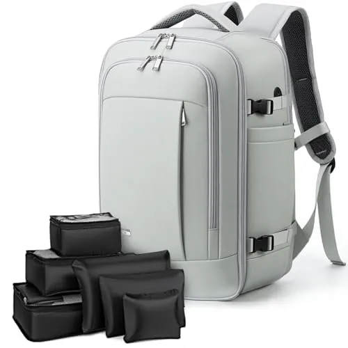 Lekespring Mochila Cabina Avion 40x20x25 (20L) | Unisex con Compartimento Húmedo - Maletas con 6 Bolsas Organizadoras - Negocios Viajes Escuela - Gris