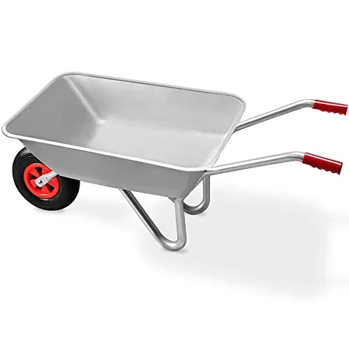 GARDEBRUK Carretilla de Obra 80L 100Kg | Ruedas Neumáticas, Llanta Acero, Todoterreno, Gran Capacidad Carga, Robusto, Versátil, Bandeja Galvanizada, Mangos Goma