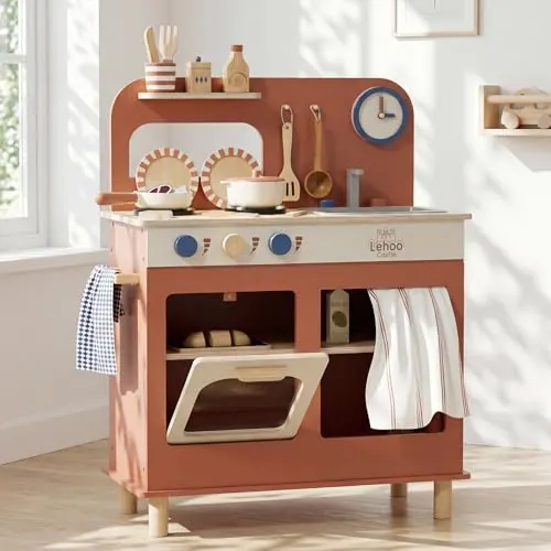 Lehoo Castle Cocina Juguete, Cocinita Infantil de Comida y Utensilios, Cocinita de Madera Infantil, Cozinha Criança, Juego de rol, Juguetes Niños 3 Años