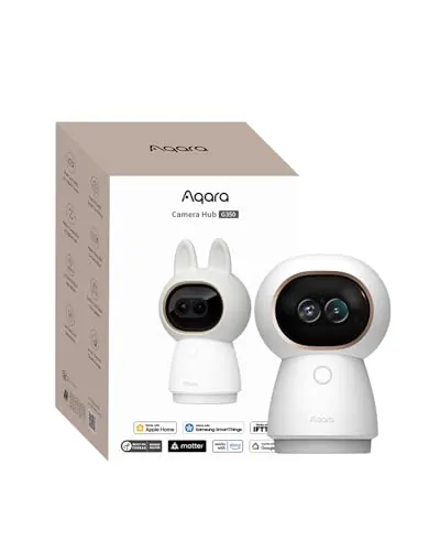Aqara 4K PTZ Cámara Hub G350, Doble Lente, Zoom 9X, Hub Thread/Zigbee, Seguimiento Automático, Reconocimiento Facial y de Gestos, Compatible HomeKit Secure Video, Alexa, Google Home y SmartThings