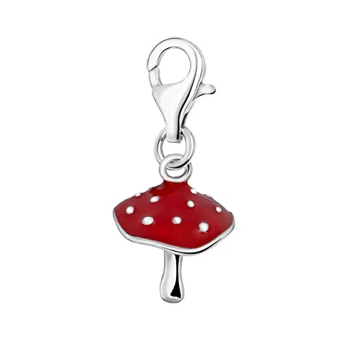 Quiges Charm con Cierre Plateado Champiñón Rojo Abalorios Joyería de Mujer
