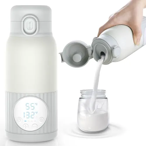APZOKI Calentador de biberones portátil para bebé batería de 380 ml | para leche materna agua 10000 mAh calentamiento rápido control de temperatura preciso 100W larga duración de la batería