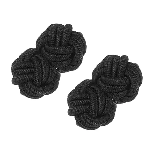 PATIKIL Gemelos De Nudo De Seda, Gemelos De Camisa De Tela Elástica, Accesorios De Vestir De Nudo Retorcido Para Hombres, Mujeres, Negocios, Regalo, Boda, Negro