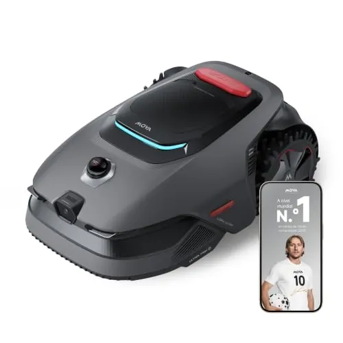MOVA LiDAX Ultra 1200 Robot cortacésped, sin RTK, mapeo automático con LiDAR 3D de 360°y visión con IA, Corta a Menos de 5 cm de los Bordes, en terrenos complejos, rutas eficientes en Forma de U