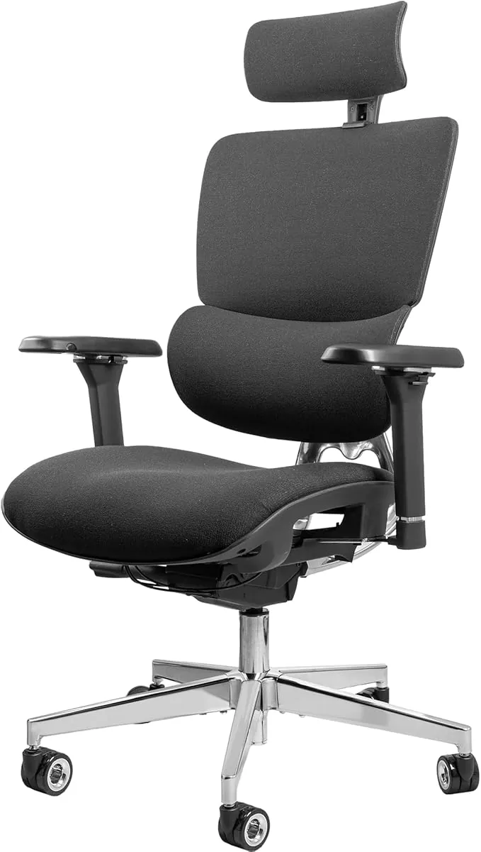 CLOUVOU MasterSeat Silla Escritorio Ergonomica [Ganador de la Prueba] Silla Oficina Ajustable Individualmente Office Chair & Gaming Chair | Carga máxima 150kg (Negro)