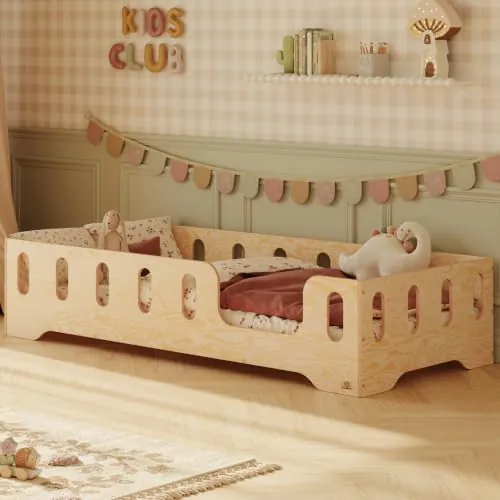 smartwood Cama Infantil 60x120 cm con Barrera, Madera, TILA 2P