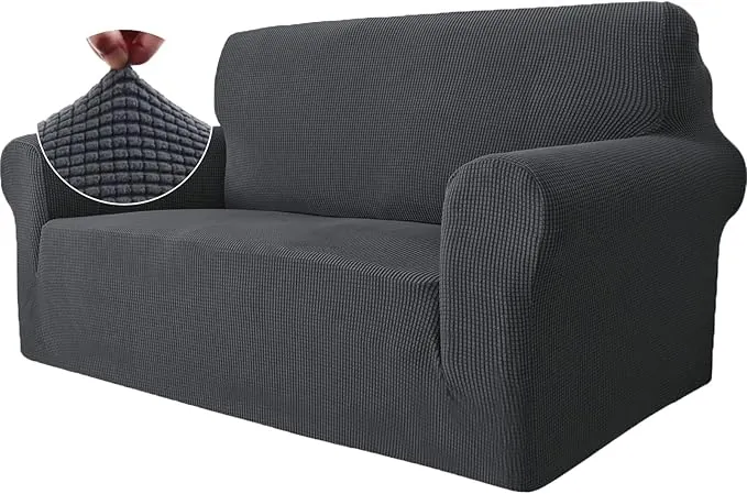 Ystyle Funda Sofa 2 Plazas, Ajustables Fundas Sofa Elasticas, Protector Sofa Gatos Arañazo y Perros Mascotas, Funda de Sofá con Reposabrazos Antideslizante Antimanchas Lavable, Gris