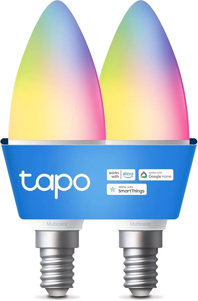 Tapo L430C(2-pack) - Bombilla conectada WiFi, Bombilla LED E14 Multicolor 2500K-6500K, Regulable 40W 470Lm, Funciona con Alexa, Control de Voz, Ahorro de energía