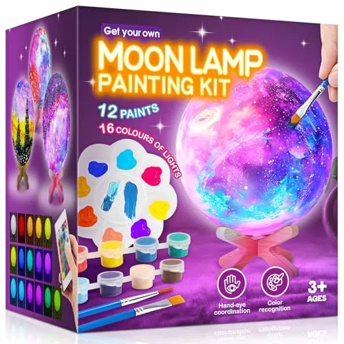 Toyzey Juego de Manualidades Pintura con lámpara de, Pintura 3D Luz Nocturna, lámpara de Luna DIY, Juego Creativo para niños, Regalo de cumpleaños, Juego de Manualidades para niñas de 6 a 12