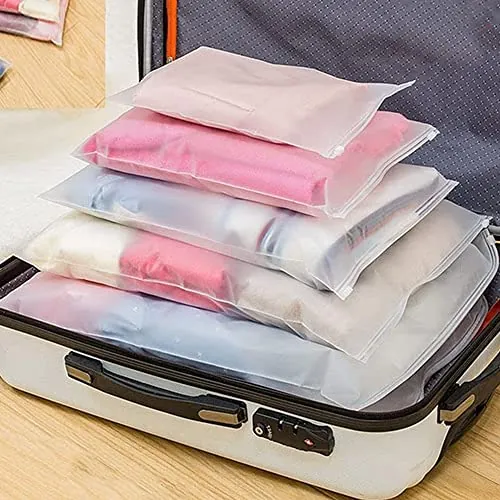Dantolo 30 Piezas Bolsas de Almacenamiento de Viaje, Bolsa Zip Grande,Bolsas Ropa Maleta,Bolsa de Transparente Esmeriladas Plástico Organizador de Viaje (5 Tamaños)