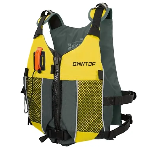 Owntop Chaleco de Ayuda a la Flotabilidad para Adultos y Adolescentes con Mochila de Hidratación, Silbato y Bolsillos, Chaleco de Natación Ajustable - Ideale para Kayak, Paddleboard, Pesca, Sup