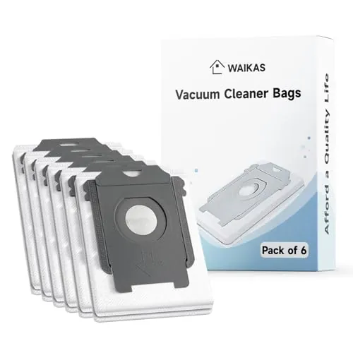 WAIKAS 6 Bolsas para iRobot Roomba Series i & s & j, 104 105 405 504 505 705 706 Combo 10 Max, 2 Essential, i1+ i3+ i4+ i5+ i6+ i7+ i8+ s9+ j5+ j6+ j7+ s9+ j9+ Plus, Bolsas para Roomba Robot Aspirador