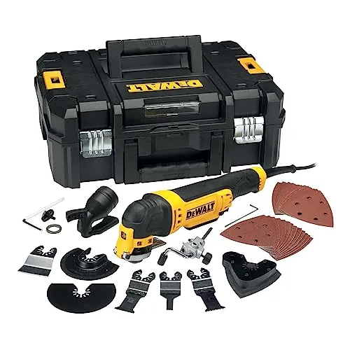 DeWALT DWE315KT-QS - Multiherramienta Oscilante de 300 W, 22.000 opm, Incluye 37 Accesorios y Maletin, Negro/ Amarillo