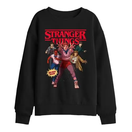 Stranger Things Final Stand Comic Kids Sweatshirt, Black, 12-13