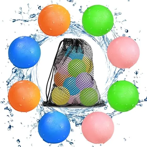 Globos de Agua Reutilizables, 8 Piezas Bolas de Agua Recargables Autosellante de Llenado Rápido para Niños y Adultos, Juguetes de Verano Aptos para Exteriores, Piscina, Playa y Fiestas Acuáticas