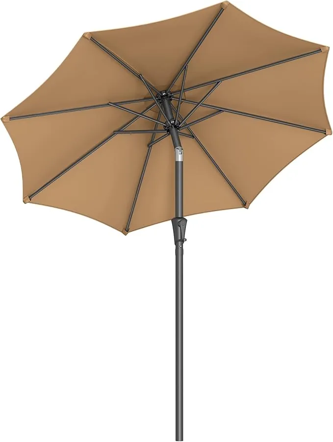 SONGMICS Sombrilla de Jardín 210 cm, UPF 50+, Parasol, 30°de Inclinación en dos Direcciones, con Manivela, para Patio, Terraza, Balcón, Piscina, sin Base, Topo GPU202K01