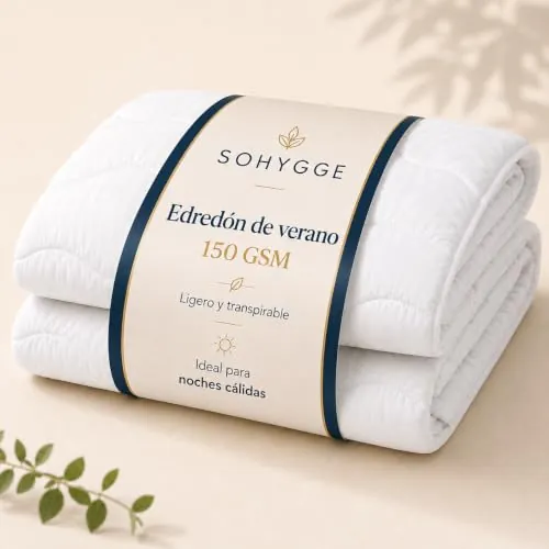 SOHYGGE Edredon Cama 150 – Ligero 150 gsm, Transpirable y Suave, Relleno Nórdico de Verano para Noches Calurosas (Cama 150/160-220 x 240 cm)