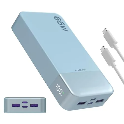 JUOVI Batería Externa Carga Rápida 65W Power Bank 20000mAh Compacto USB-C