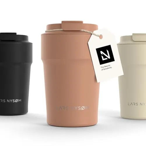 LARS NYSØM Taza Termica Cafe 380ml - Vaso Termo Cafe para Llevar - Aislante