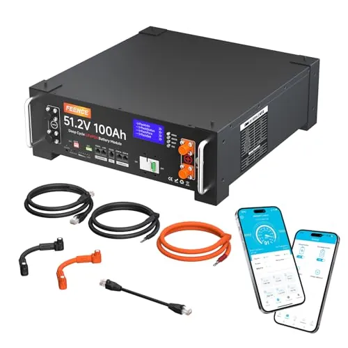 Batería Solar de Litio LiFePO4 de 48 V y 100 Ah, Compatible con la comunicación con inversores, Potencia de Salida máxima de 5,12 kWh, más de 6000 ciclos, Ideal para Sistemas autónomos