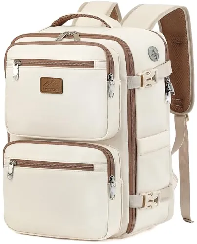 LYNXCHER Mochila Viaje Cabina Avion 45x36X20 pour Easyjet Mochila Cabina de Viaje Equipaje Antirrobo 30L Mano Bolso Hombre Mujer para Computadora Portatil de15.6 Pulgadas Beige