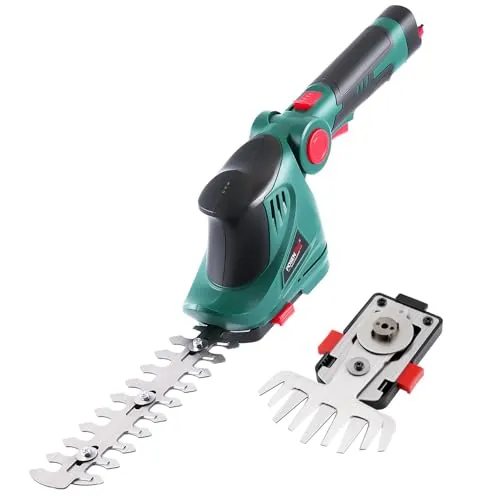 POSENPRO Tijeras Cortacésped y Arreglasetos 2 en 1, Tijera Cortacésped con Batería de Litio 7,2 V, Cortasetos y Desbrozadora para Podar Césped, Arbustos y Setos, Cable Type-C Incluido